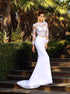 Mermaid Applique Long Sleeves Scoop Satin Wedding Dresses LBQW0026